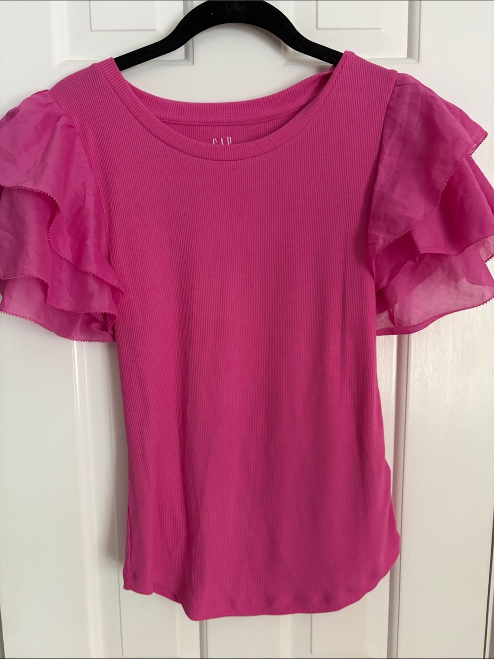 GAP Hot Pink Ruffle Sleeve Top